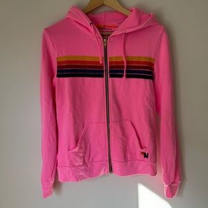 Aviator Nation Neon Pink 5 Stripe Hoodie